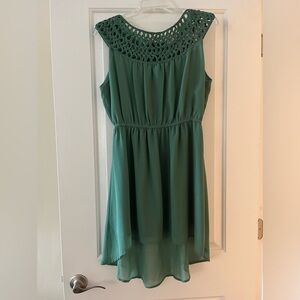 Green Off-the-Shoulder Short Asymmetrical Dress